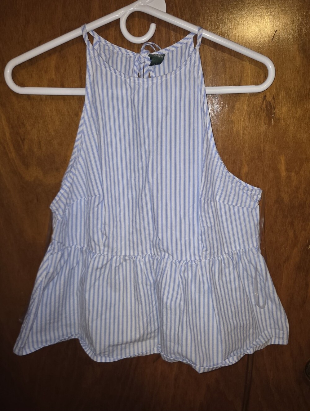 wild fable Blue and White Striped Halter Peplum Tank